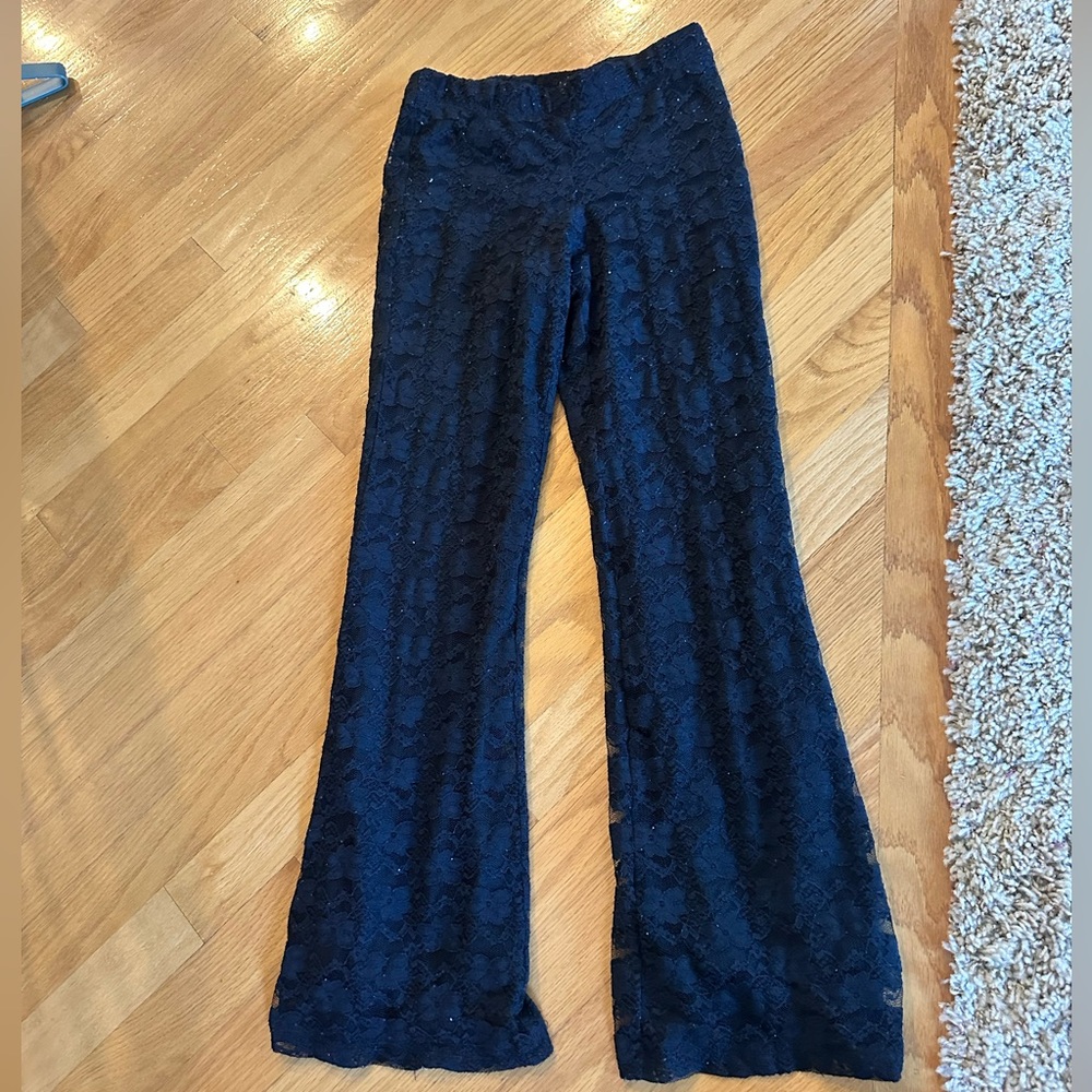 Stylish Black lace flare leg leggings girls 12